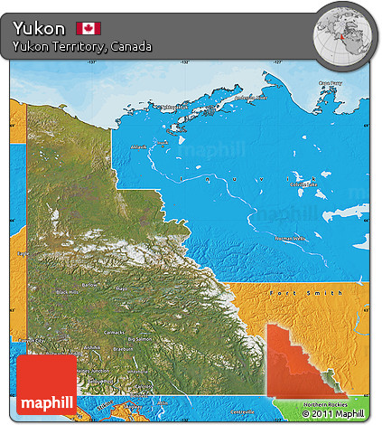 Satellite Map of Yukon, political outside