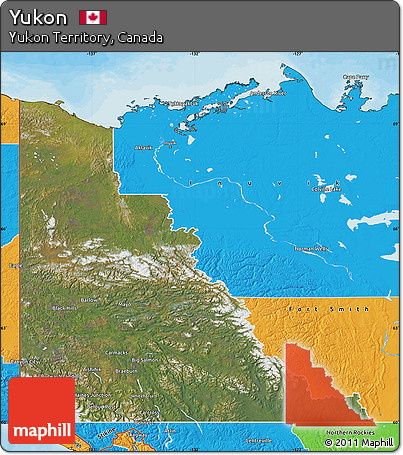 Satellite Map of Yukon, political outside