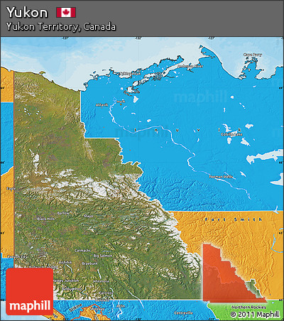 Satellite Map of Yukon, political outside