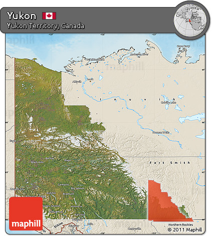 Satellite Map of Yukon, shaded relief outside