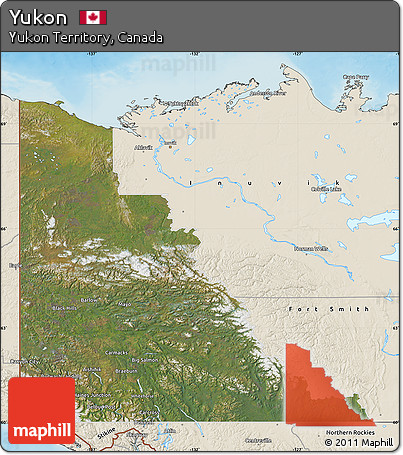 Satellite Map of Yukon, shaded relief outside