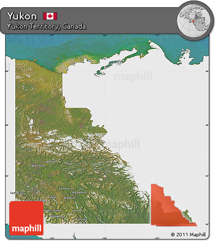 Satellite Map of Yukon, single color outside