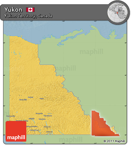 Savanna Style Map of Yukon, single color outside