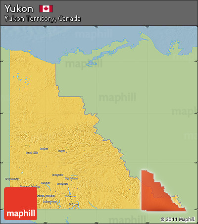 Savanna Style Map of Yukon, single color outside