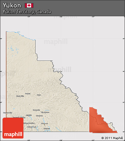 Shaded Relief Map of Yukon, cropped outside