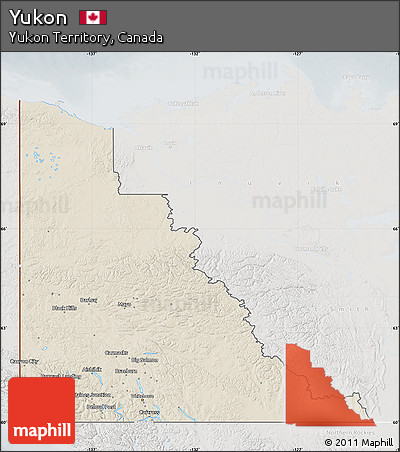 Shaded Relief Map of Yukon, lighten, semi-desaturated