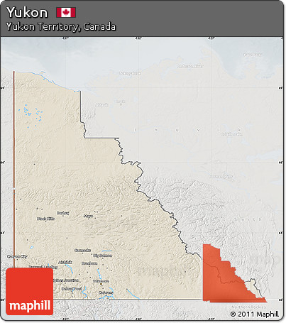 Shaded Relief Map of Yukon, lighten, semi-desaturated
