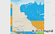 Shaded Relief Map of Yukon, political outside