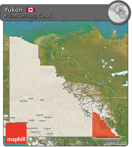 Shaded Relief Map of Yukon, satellite outside