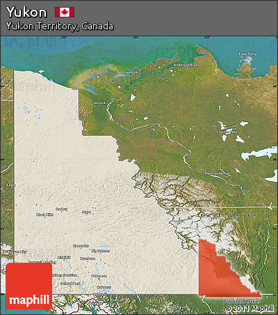 Shaded Relief Map of Yukon, satellite outside