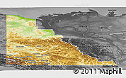 Physical Panoramic Map of Yukon, darken, desaturated