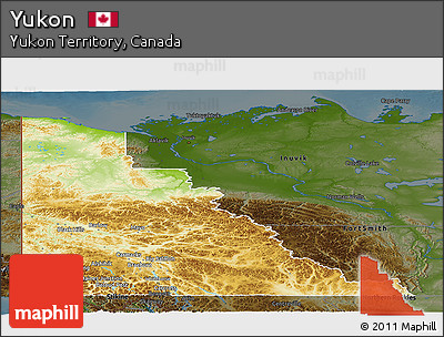 Physical Panoramic Map of Yukon, darken