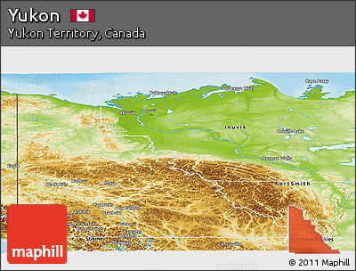 Physical Panoramic Map of Yukon