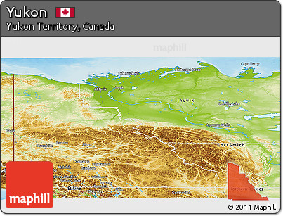 Physical Panoramic Map of Yukon