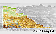 Physical Panoramic Map of Yukon, lighten, desaturated