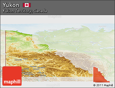 Physical Panoramic Map of Yukon, lighten
