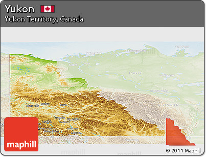 Physical Panoramic Map of Yukon, lighten