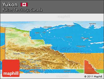 Physical Panoramic Map of Yukon, political outside