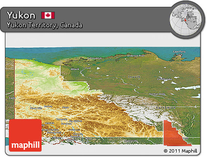 Physical Panoramic Map of Yukon, satellite outside
