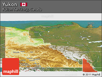 Physical Panoramic Map of Yukon, satellite outside