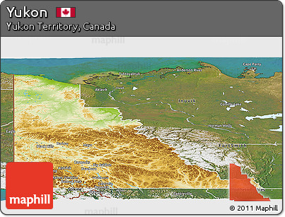 Physical Panoramic Map of Yukon, satellite outside
