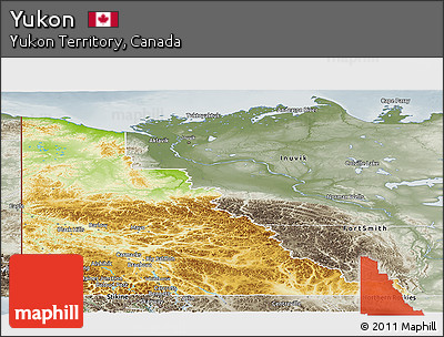 Physical Panoramic Map of Yukon, semi-desaturated