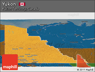 Political Panoramic Map of Yukon, darken