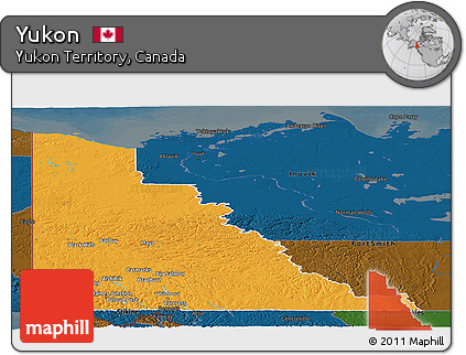 Political Panoramic Map of Yukon, darken