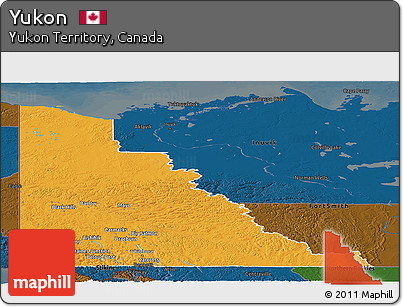 Political Panoramic Map of Yukon, darken