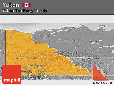Political Panoramic Map of Yukon, desaturated