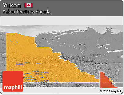 Political Panoramic Map of Yukon, desaturated