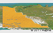 Political Panoramic Map of Yukon, satellite outside