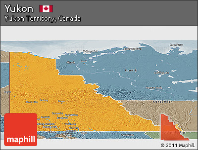 Political Panoramic Map of Yukon, semi-desaturated