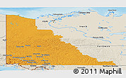 Political Panoramic Map of Yukon, shaded relief outside