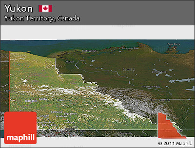 Satellite Panoramic Map of Yukon, darken