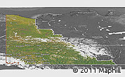Satellite Panoramic Map of Yukon, desaturated