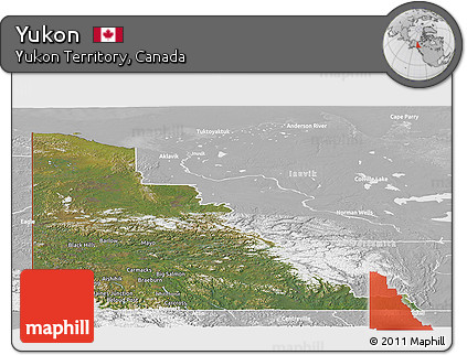 Satellite Panoramic Map of Yukon, lighten, desaturated