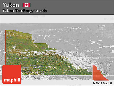 Satellite Panoramic Map of Yukon, lighten, desaturated