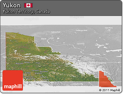 Satellite Panoramic Map of Yukon, lighten, desaturated