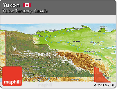 Satellite Panoramic Map of Yukon, physical outside
