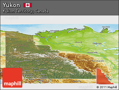 Satellite Panoramic Map of Yukon, physical outside