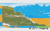 Satellite Panoramic Map of Yukon, political outside