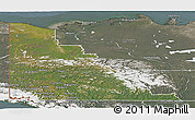 Satellite Panoramic Map of Yukon, semi-desaturated