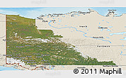 Satellite Panoramic Map of Yukon, shaded relief outside