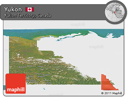 Satellite Panoramic Map of Yukon, single color outside
