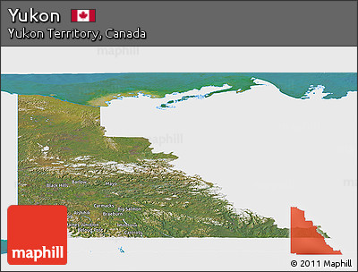 Satellite Panoramic Map of Yukon, single color outside