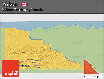 Savanna Style Panoramic Map of Yukon, single color outside