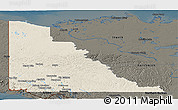 Shaded Relief Panoramic Map of Yukon, darken
