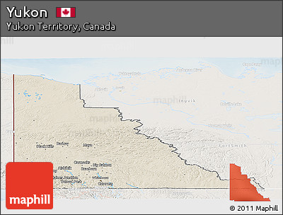 Shaded Relief Panoramic Map of Yukon, lighten