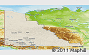 Shaded Relief Panoramic Map of Yukon, physical outside
